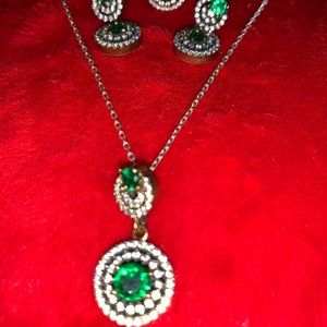 Pure silver necklace earring & ring set